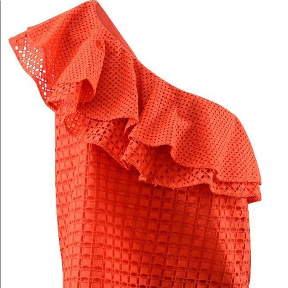 J. Crew One Shoulder Ruffle Crochet Top